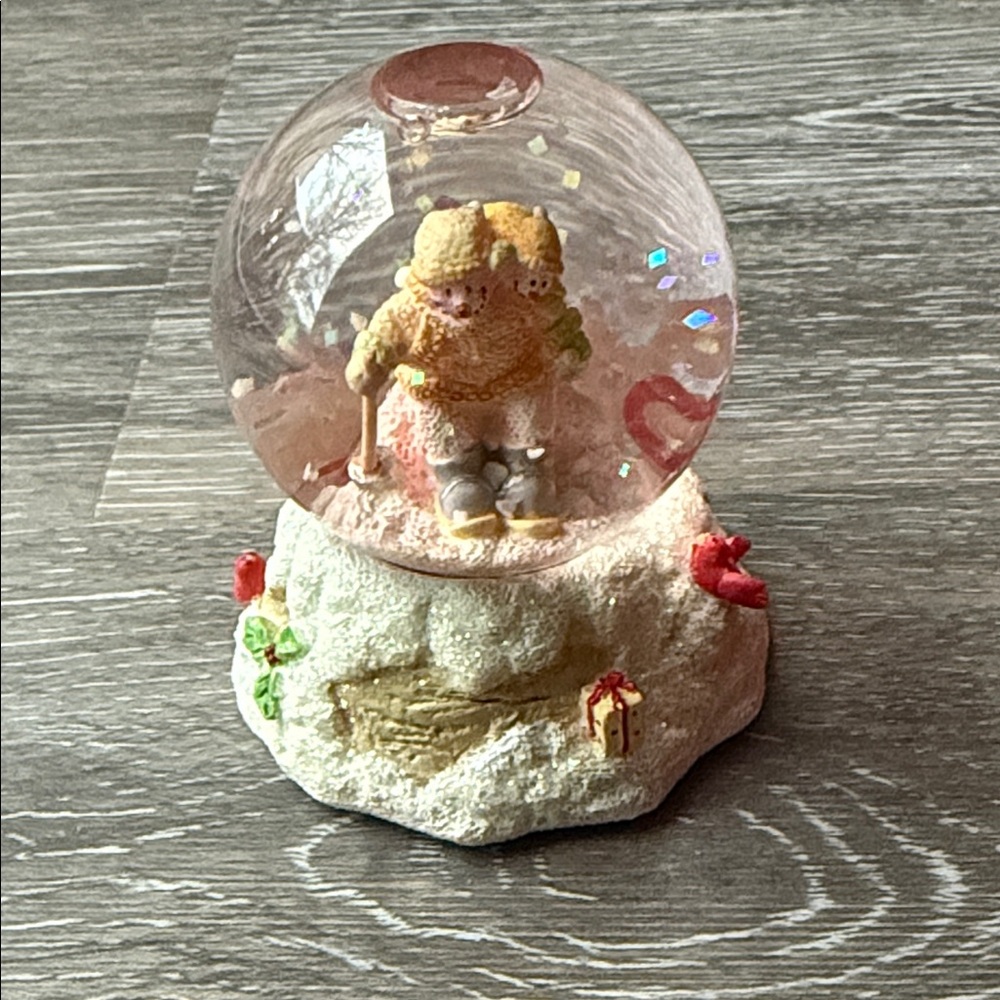 Russ Ice Berrie and Co Snowmen Skiiers Small Snow Globe with Cardinals